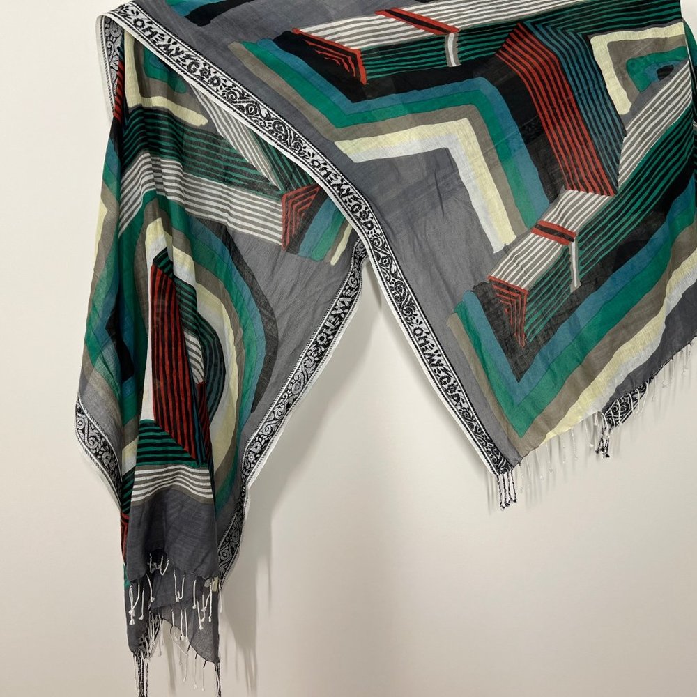 Unique mii  collection scarf with abstract art pattern in dramatic colours